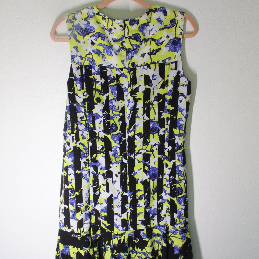 Peter Pilotto Target Dress Striped floral Spring Flounce Hem Shift - Size Medium - Picture 7 of 8